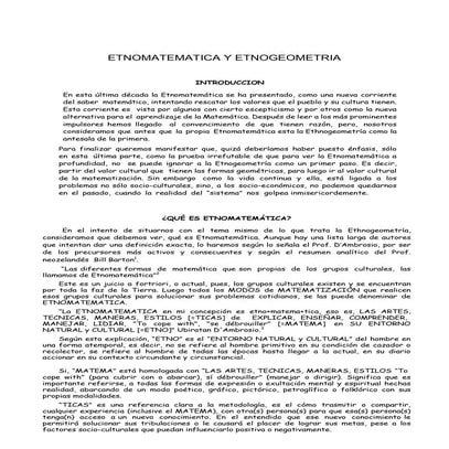 Etnomatematica y etnogeometria