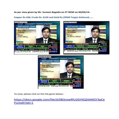 ET NOW Video on 06.03.14