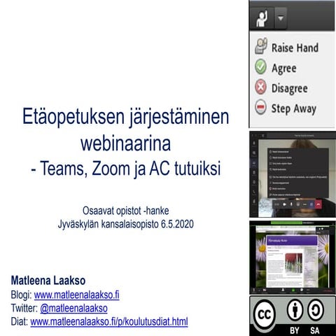 Etäopetuksen järjestäminen webinaarina - Teams, Zoom ja Adobe Connect tutuksi