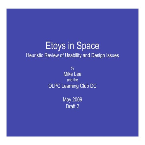 NASA Etoys In Space Usability Evaluation