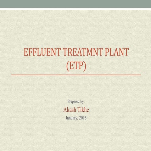 Introduction of Effluent Treatment Plant
