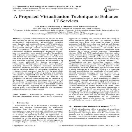 A Proposed Virtualization Technique to Enhance IT Services