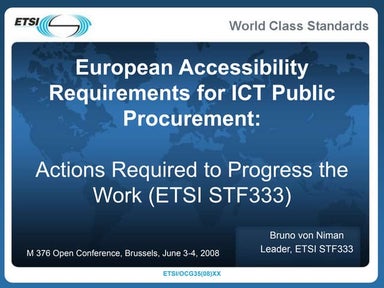 ETSI STF 333 Open Conference ActionsRequiredToProgress.ppt