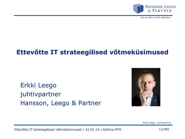 Ettevõtte IT strateegilised võtmeküsimused