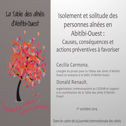 Isolement et solitude des personnes aînées en Abitibi-Ouest