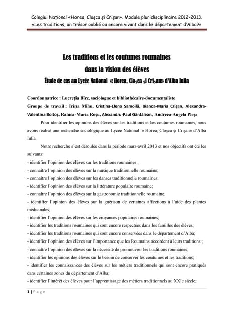 Les traditions et les coutumes roum...