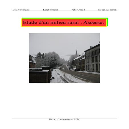 Etude Dun Milieu Rural Assesse | ODT