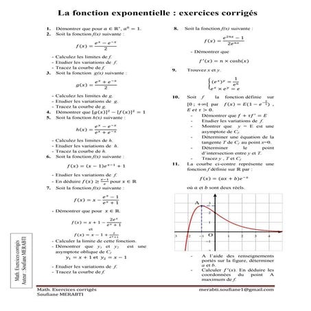 TD - travaux dirigé la fonction exponentielle ( exercice ) - soufiane MERABTI