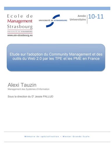 Etude sur l'adoption du Community Management par les TPE et PME en France