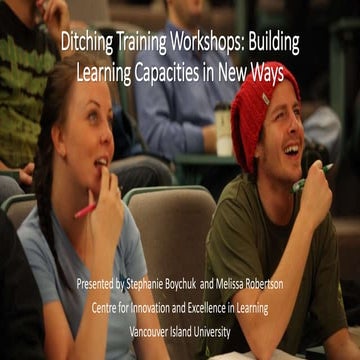 Ditching Training Workshops: Building Learning Capacities in New Ways