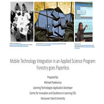 Mobile Technology Integration in an Applied Science Program: Forestry goes Pa...