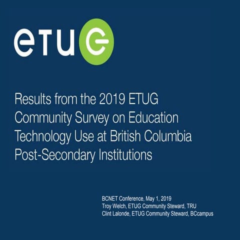 ETUG 2018-19 Community Survey