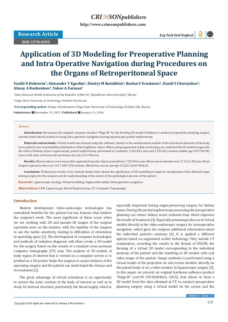 Crimson Publishers Application Of 3d Modeling For Preoperative Planni