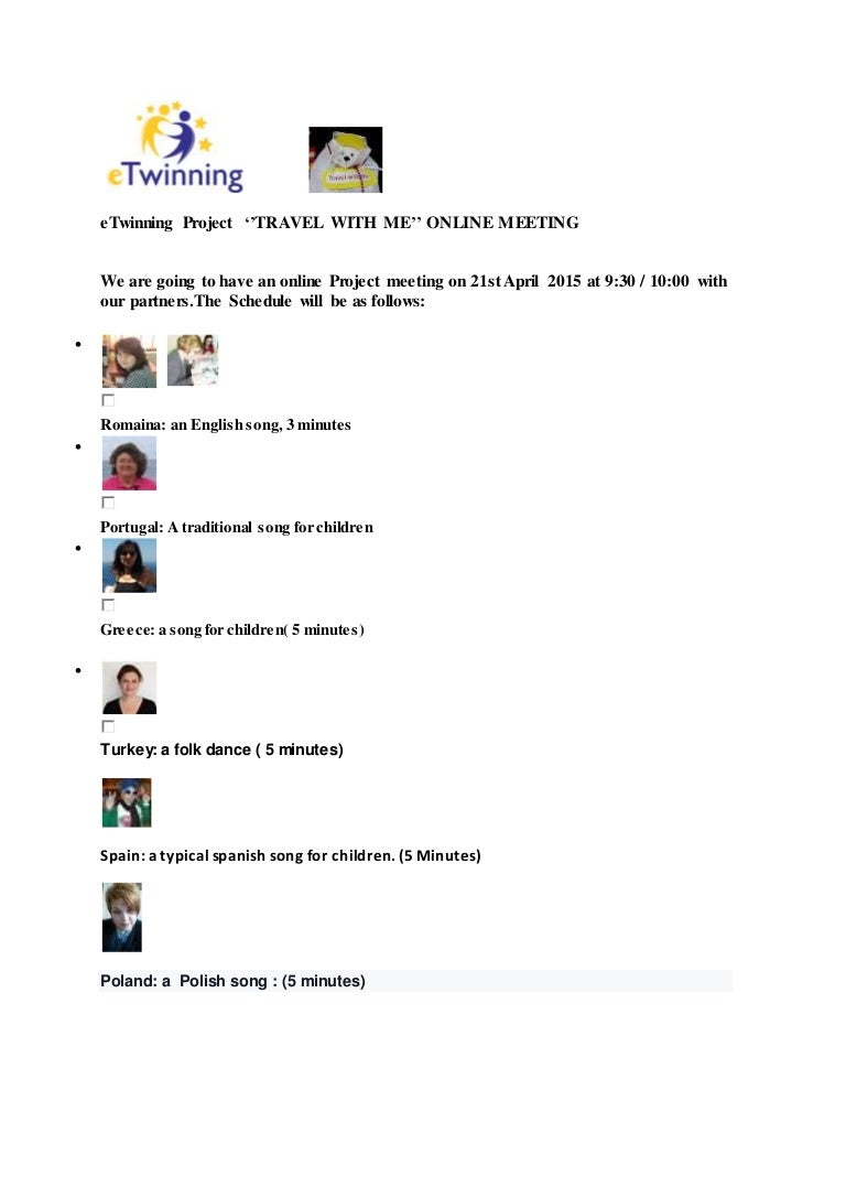 E Twinning Project Online Meeting Schedule