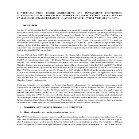 VIETNAM - EU-VIETNAM FREE TRADE AGREEMENT AND INVESTMENT PROTECTION ...
