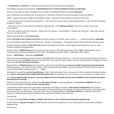 Speaker Notes Peter Seeberg to EFFRA EU Commission for workshop on AI in manu...