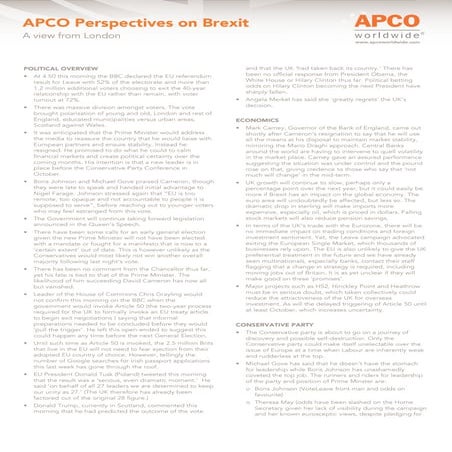 APCO's Early Briefing on Brexit Impact