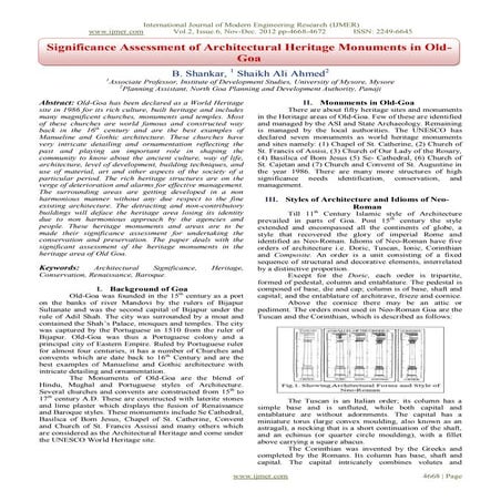 Significance Assessment of Architectural Heritage Monuments in Old-Goa