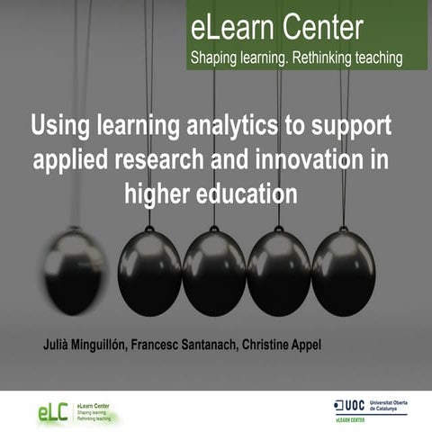 Using learning analytics to support applied research and innovation in higher...