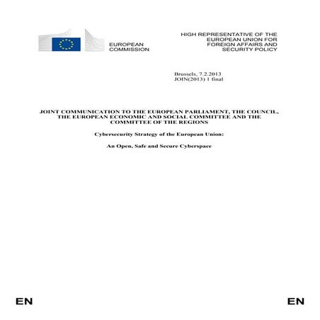 Eu cybersecurity strategy 130207