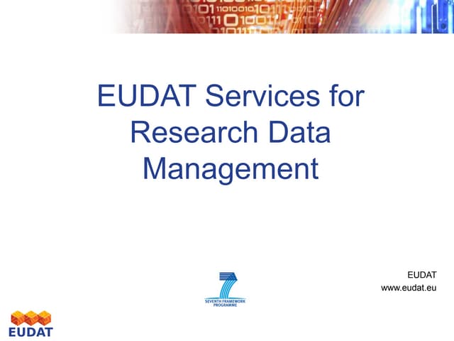Eudat research data management services | www.eudat.eu | 