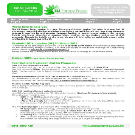 EU Energy Focus Bulletin - Jan 2016