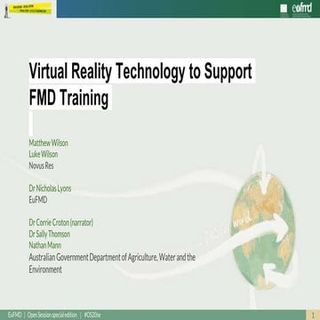 OS20 - Virtual Reality Technology to Support FMD Training - Corrie Croton