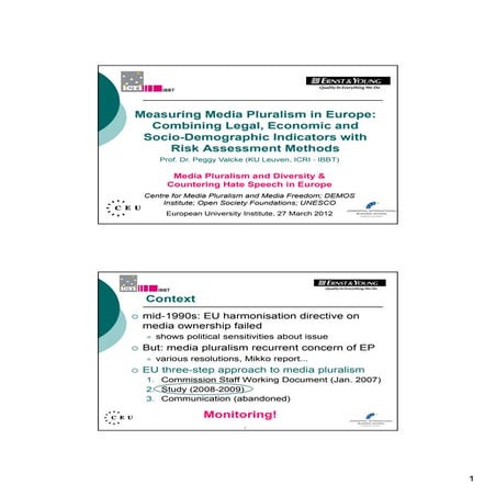 Measuring Media Pluralism in Europe: Combining Legal, Economic and Socio-Demographic Indicators with Risk Assessment Methods