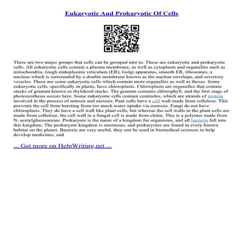 Eukaryotic And Prokaryotic Of Cells