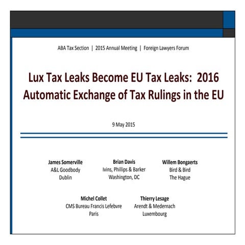 LuxLeak and State Aid in Europe