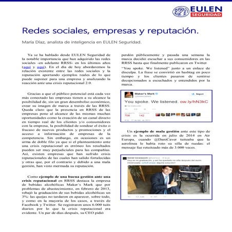 Redes sociales, empresas y reputación