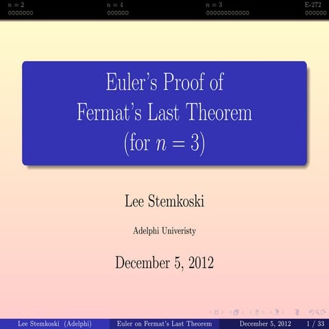 Euler's work on Fermat's Last Theorem