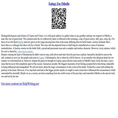 Eulogy For Othello