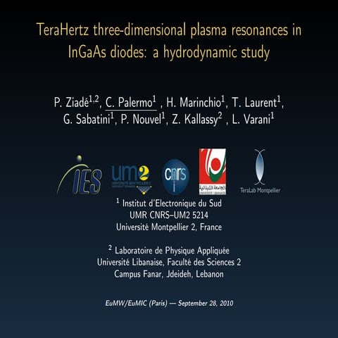 TeraHertz three-dimensional plasma resonances in InGaAs diodes: a hydrodynami...