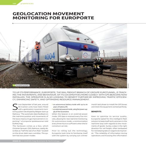 Geolocation movement monitoring for Europorte - Eurailmag March 2012