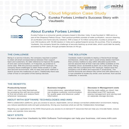 Case Study: Eureka Forbes Limited's Success Story with Vaultastic 