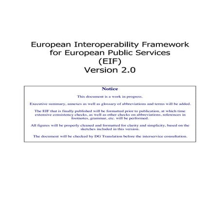 European Interoperability Framework For European Public Services Draft 2.0