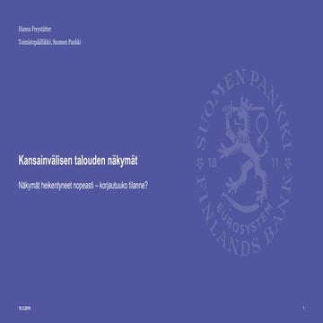 Toimistopäällikkö Hanna Freystätter: arvio rahapolitiikasta ja kansainvälises...