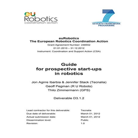 Guide for prospective start-ups in robotics