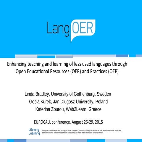 Eurocall2015 enhancing teaching and learning of less used languages through o...