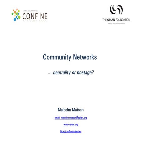 Community Networks Malcom Matson