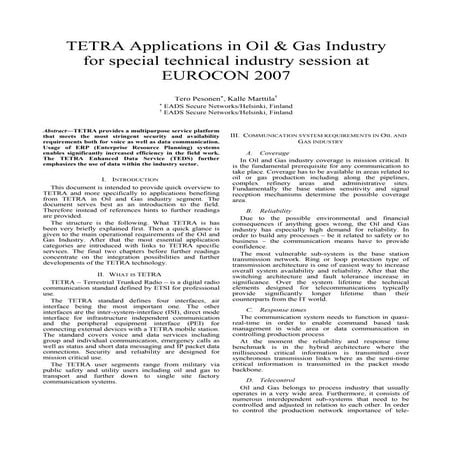 Eurocon 2007 Tetra Applications  Paper 1.1