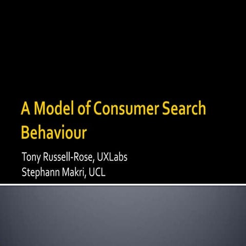 A Model of Consumer Search Behaviour