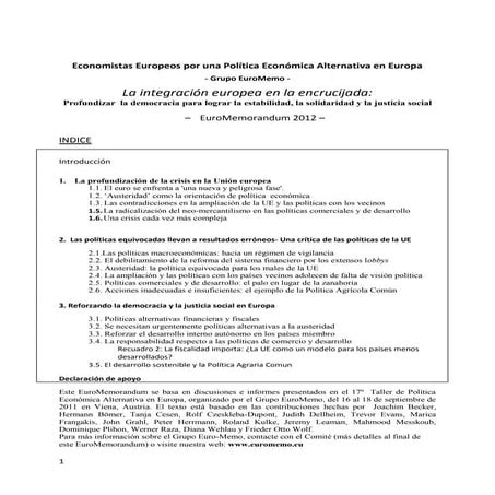 Euromemorandum 2011 2012 castellano