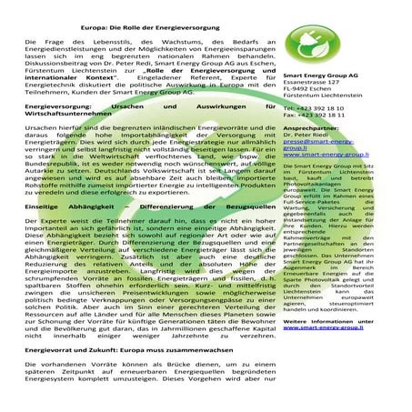 Europa: Die Rolle der Energieversorgung