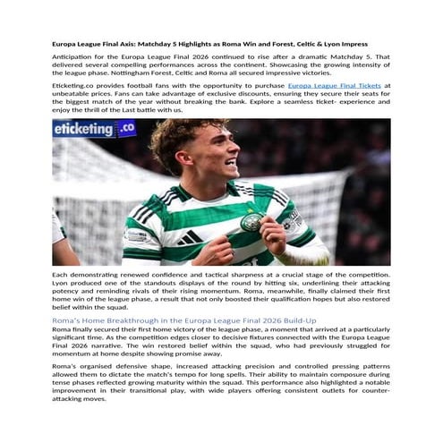 Europa League Final Coalition1: Matchday