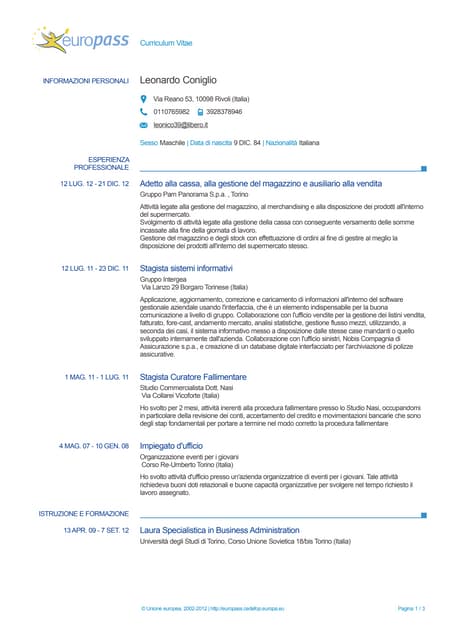 Cv europass-it- | PDF