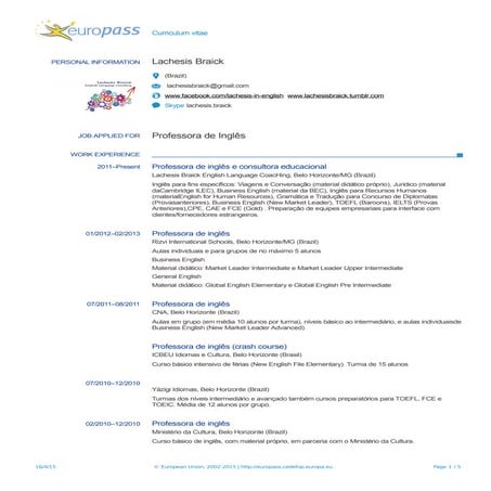 Lachesis Braick - Europass CV