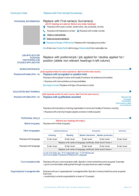 CVTemplate PDF CVTemplate PDF