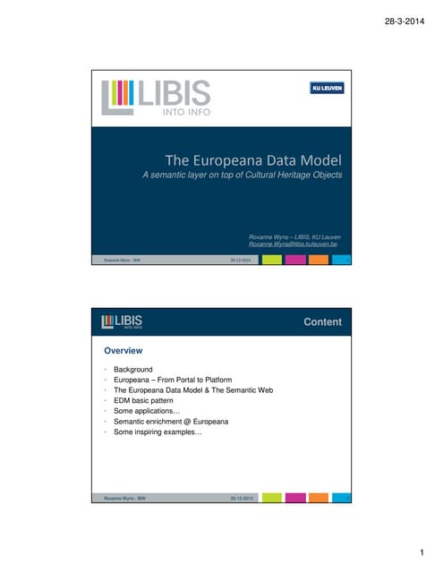 The Europeana Datamodel: A semantic layer on top of Cultural Heritage Objects
